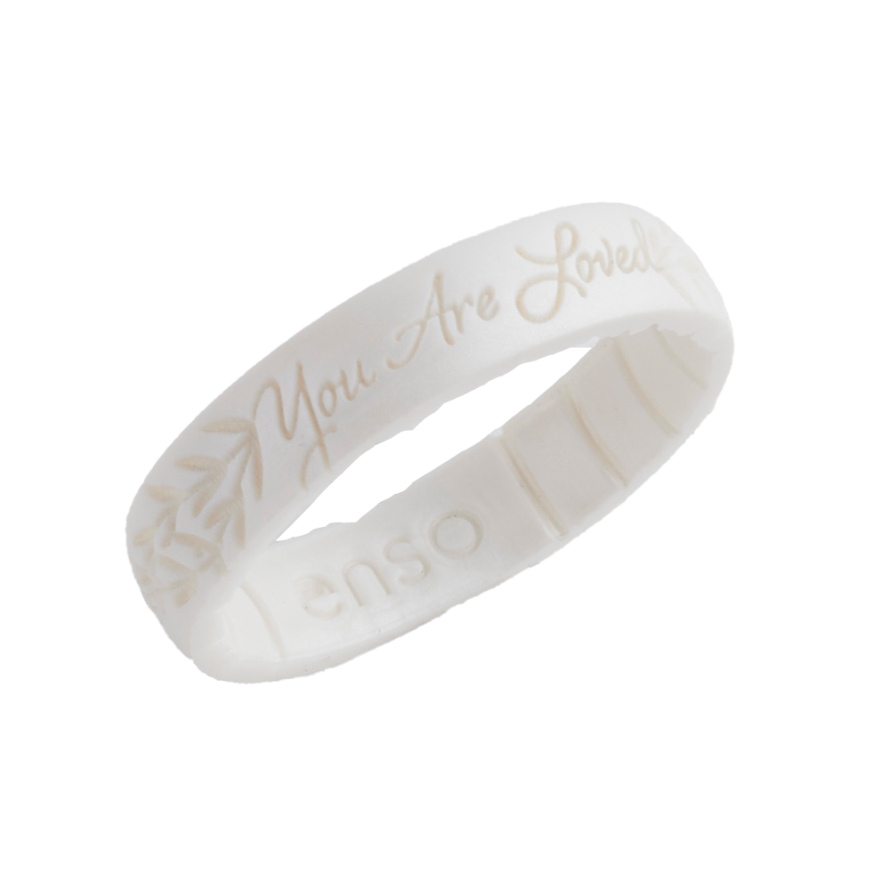 You Are Loved Pearl Laurel Leaf Silicone Ring