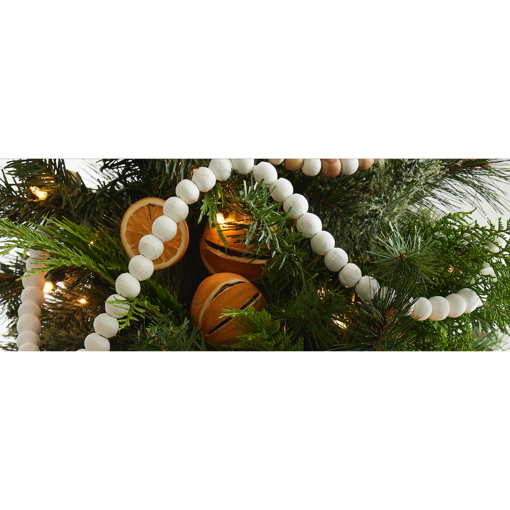 White Wood Beaded Garland, , large image number 2