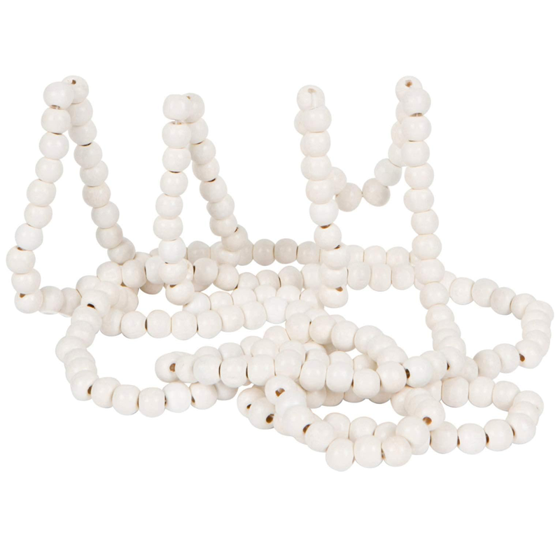 White Wood Beaded Garland, , large image number 0
