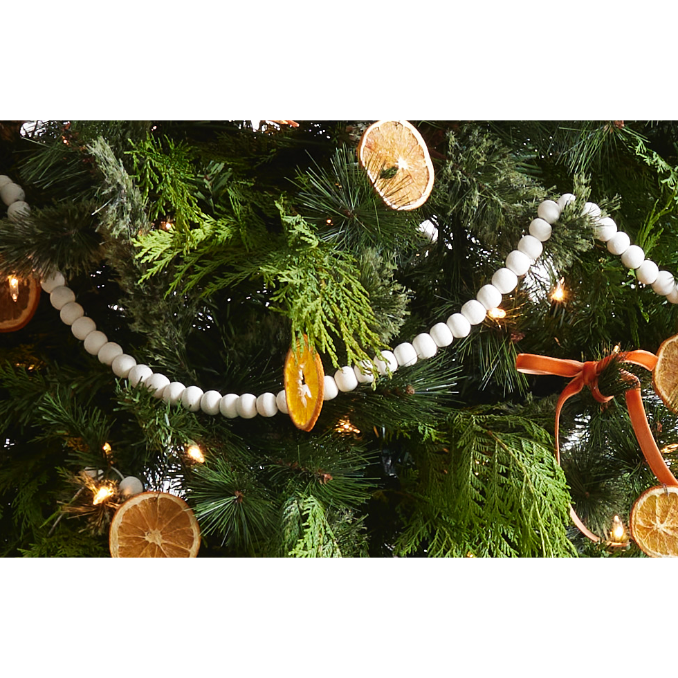 White Wood Beaded Garland, , large image number 3