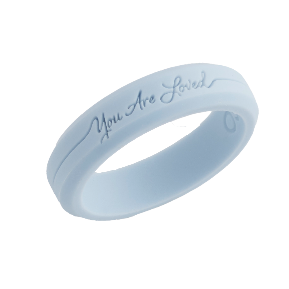 You Are Loved Blue Bevel Silicone Ring