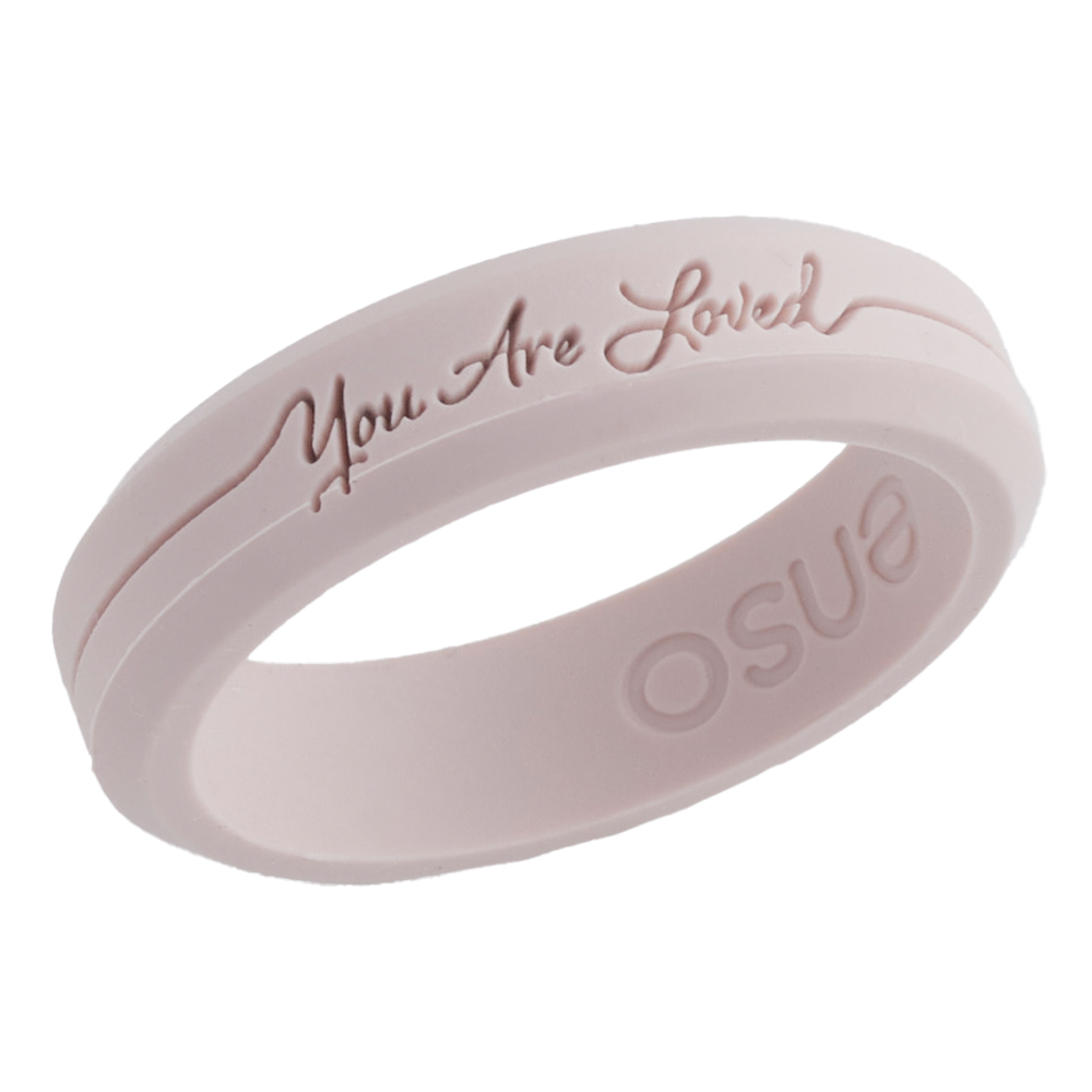 You Are Loved Pink Bevel Silicone Ring, , large image number 0