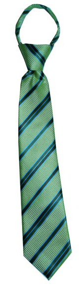 Boys' Lime Green/Blue Stripe Zipper Necktie, , large