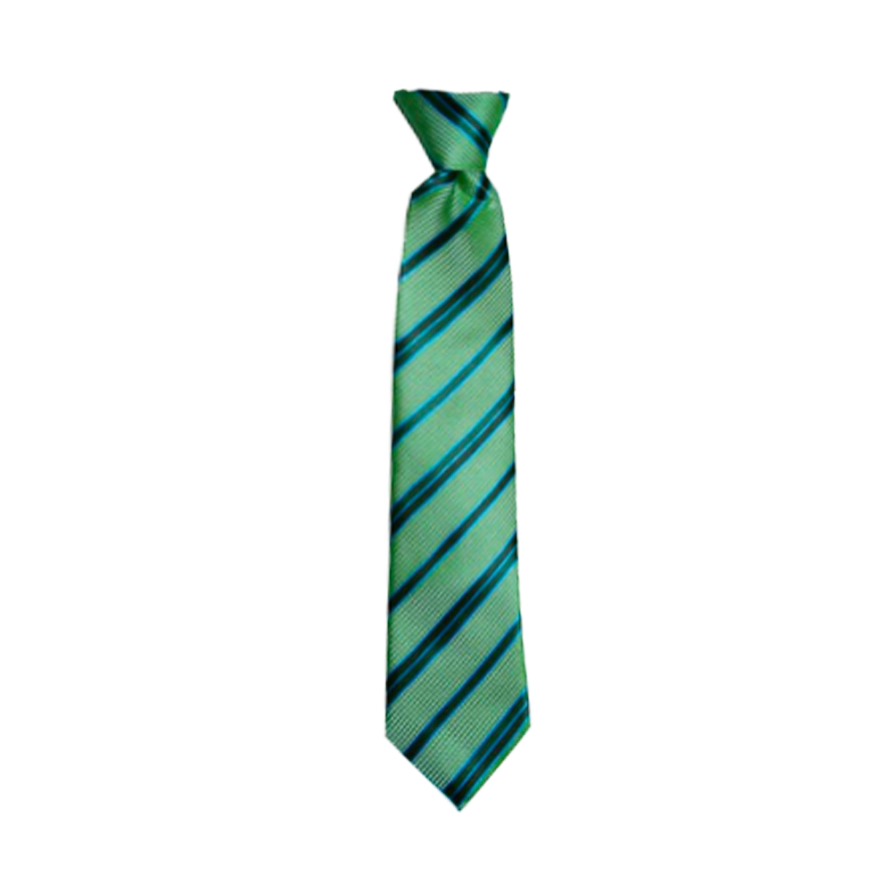 Boys' Lime Green/Blue Stripe Zipper Necktie