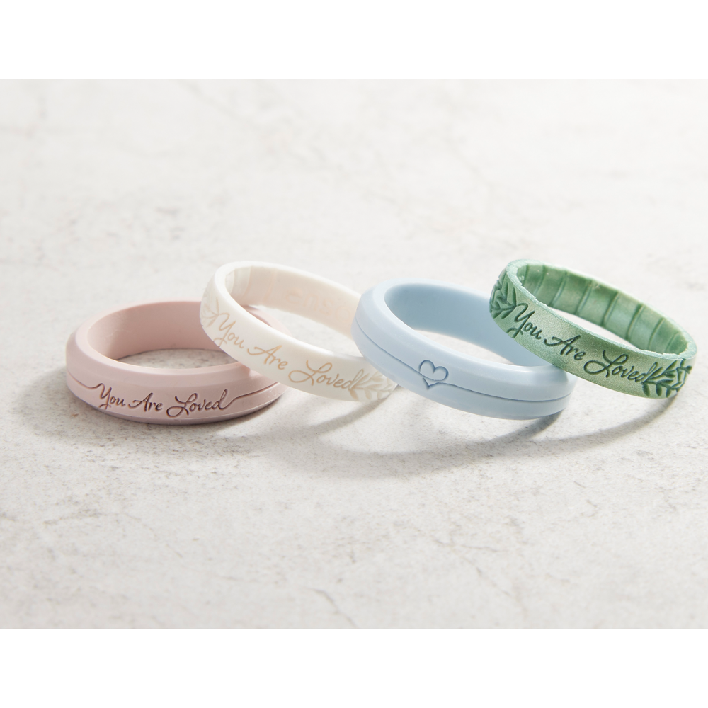 You Are Loved Pink Bevel Silicone Ring, , large image number 2