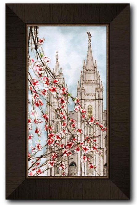 Salt Lake Temple Blossoms (11x17 Framed Art), , large image number 0