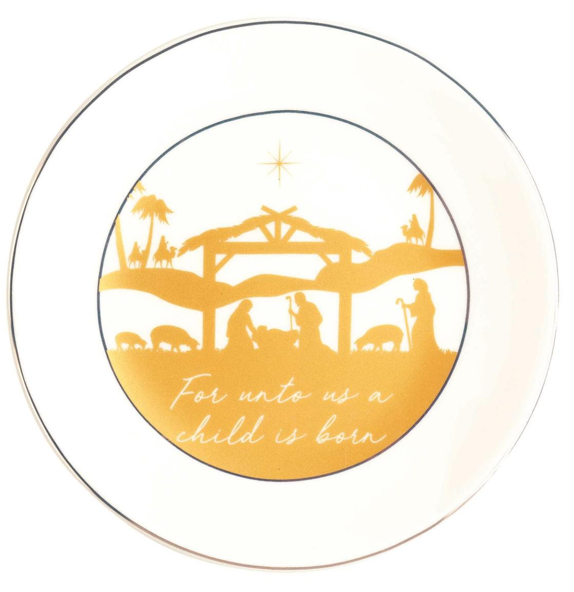 "For Unto Us a Child Is Born" Porcelain Nativity Plate, , large image number 0