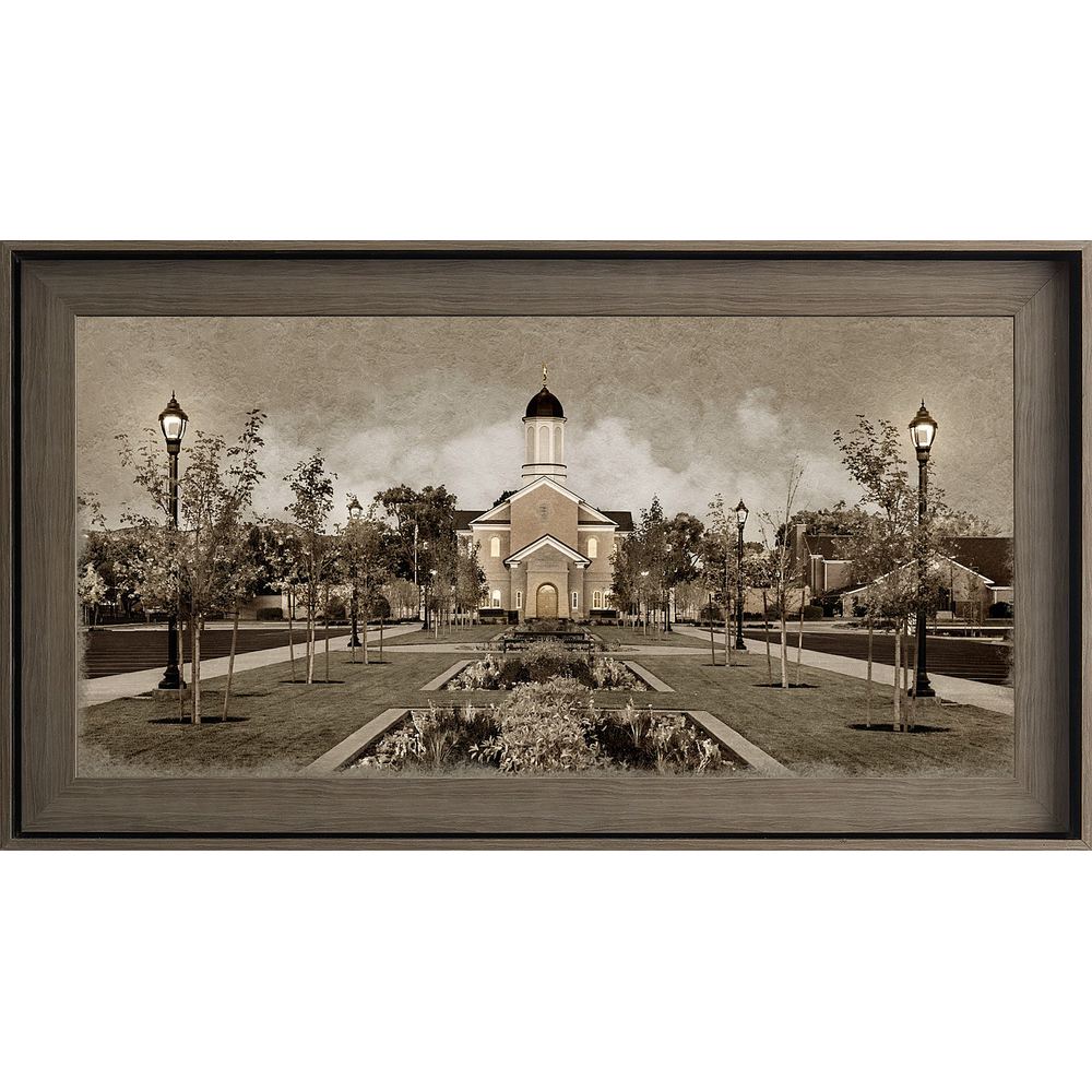 Vernal Temple Framed Art, Gray Wood (22x39 Textured Paper)