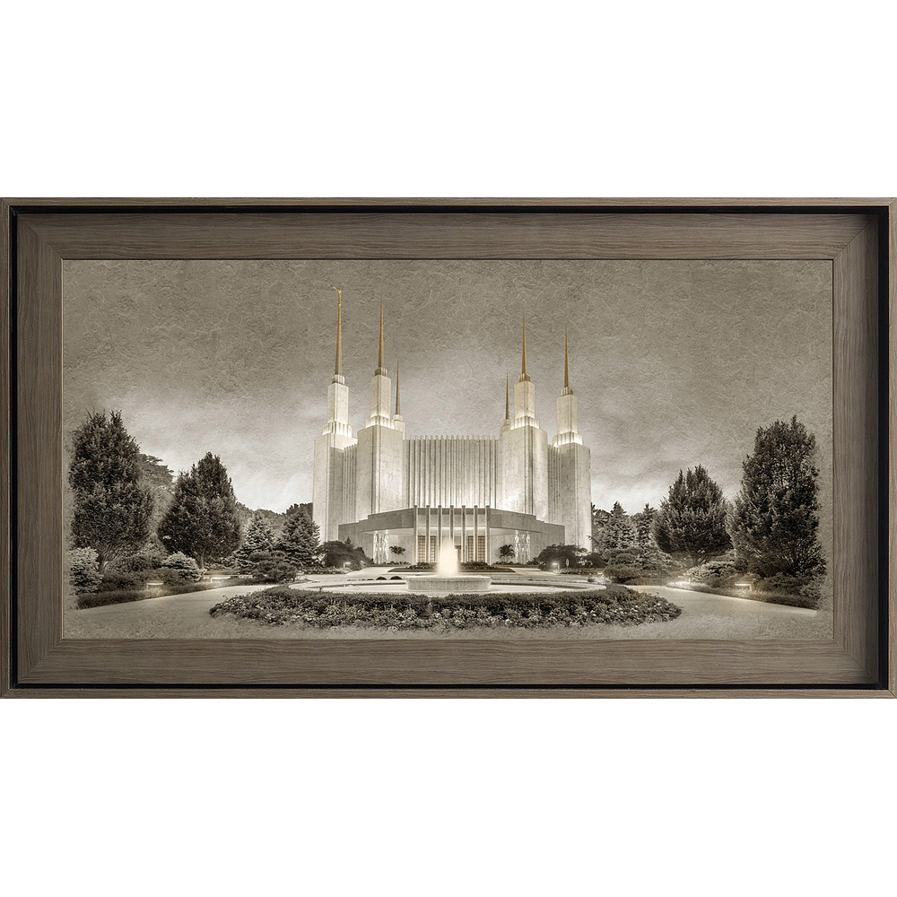 Washington D.C. Temple Framed Art, Gray Wood (22x39 Textured Paper), , large image number 0