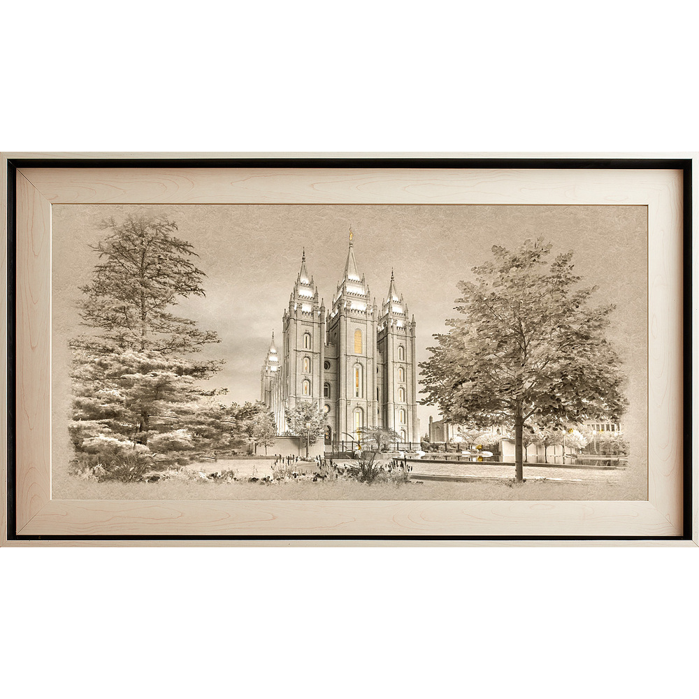 Salt Lake Temple Framed Art, Light Wood (22x39 Framed Textured Paper), , large image number 0
