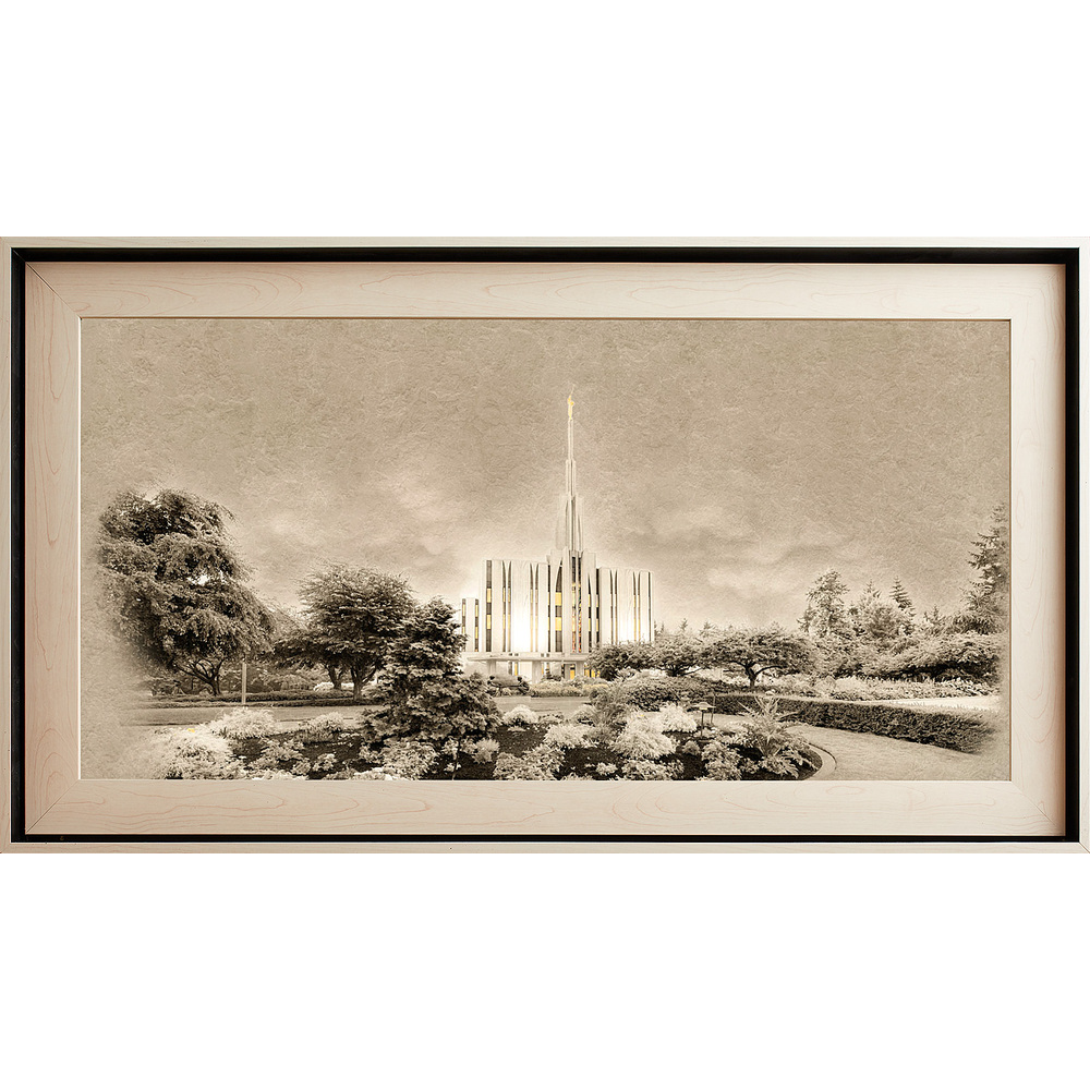 Seattle Temple Framed Art, Light Wood (22x39 Textured Paper), , large image number 0