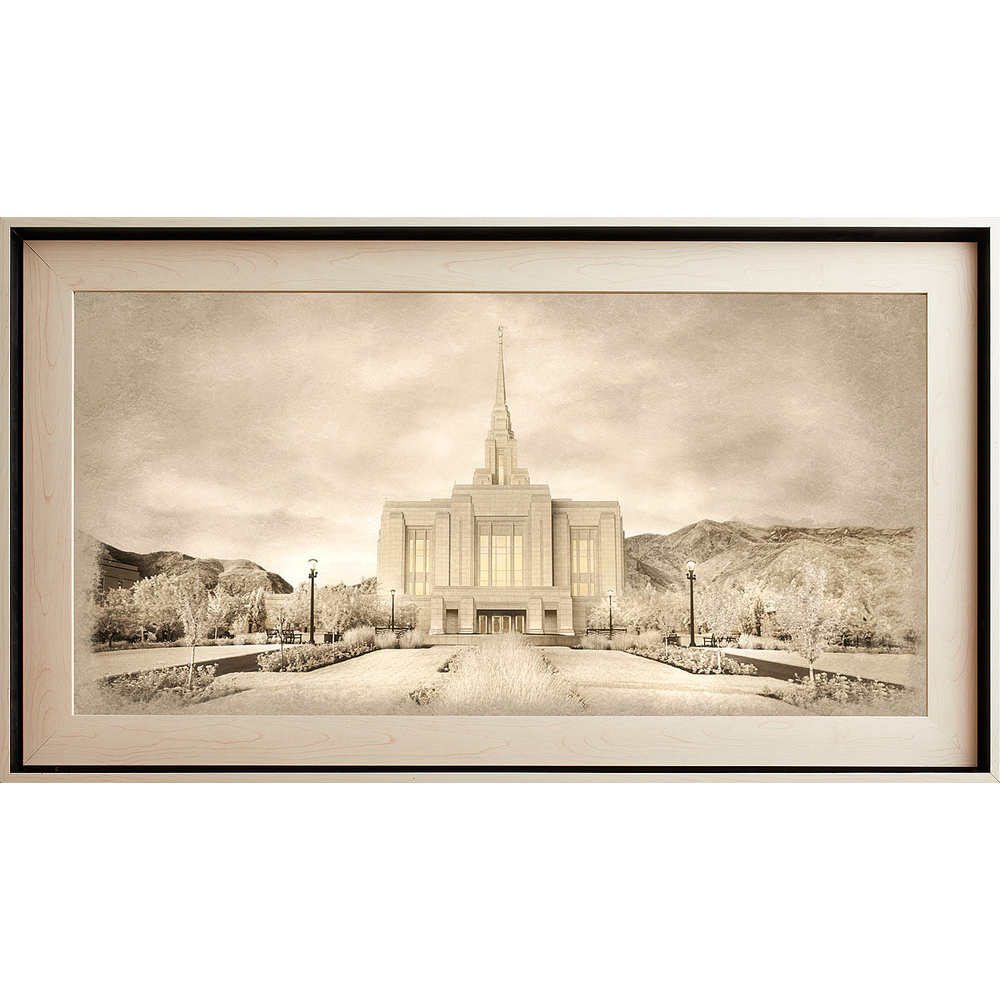 Ogden Temple Framed Art, Light Wood (22x39 Textured Paper), , large image number 0