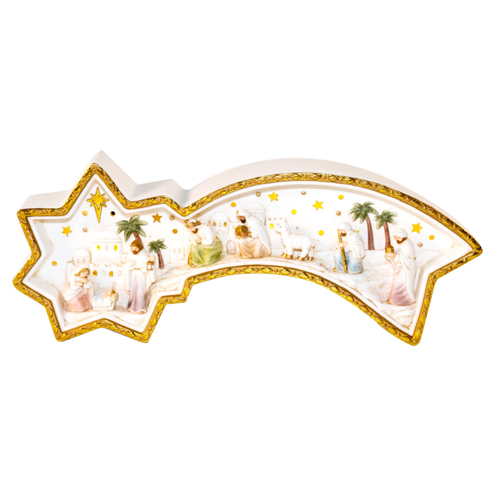 Light-up Shooting Star Porcelain Nativity