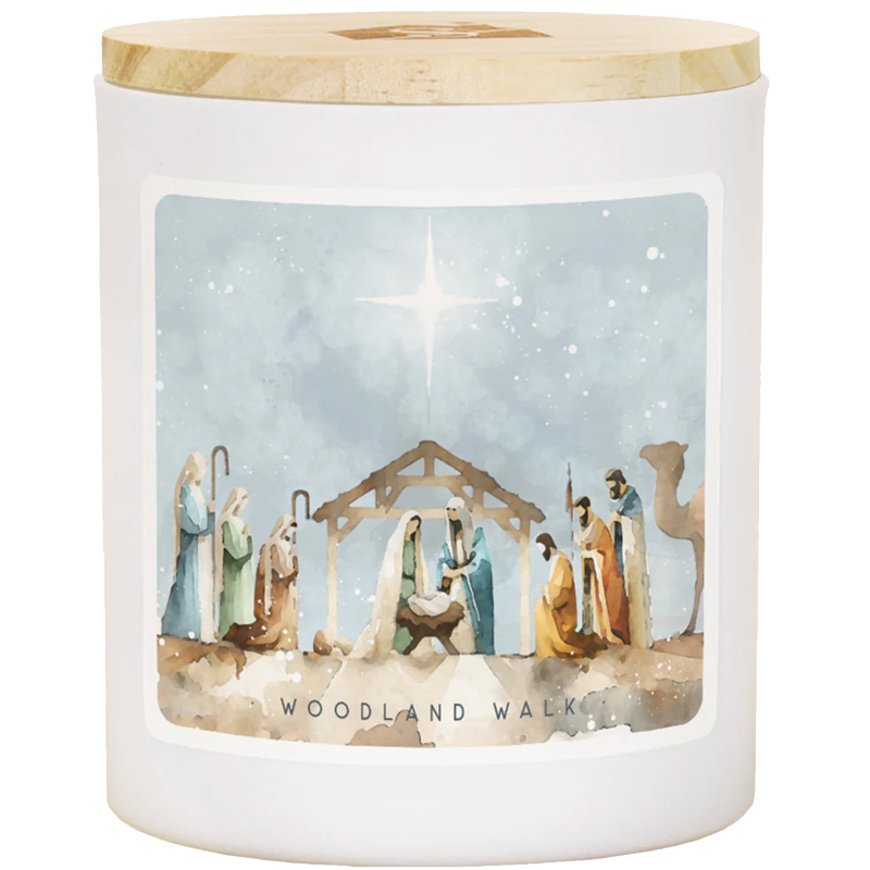 Nativity Watercolor Candle