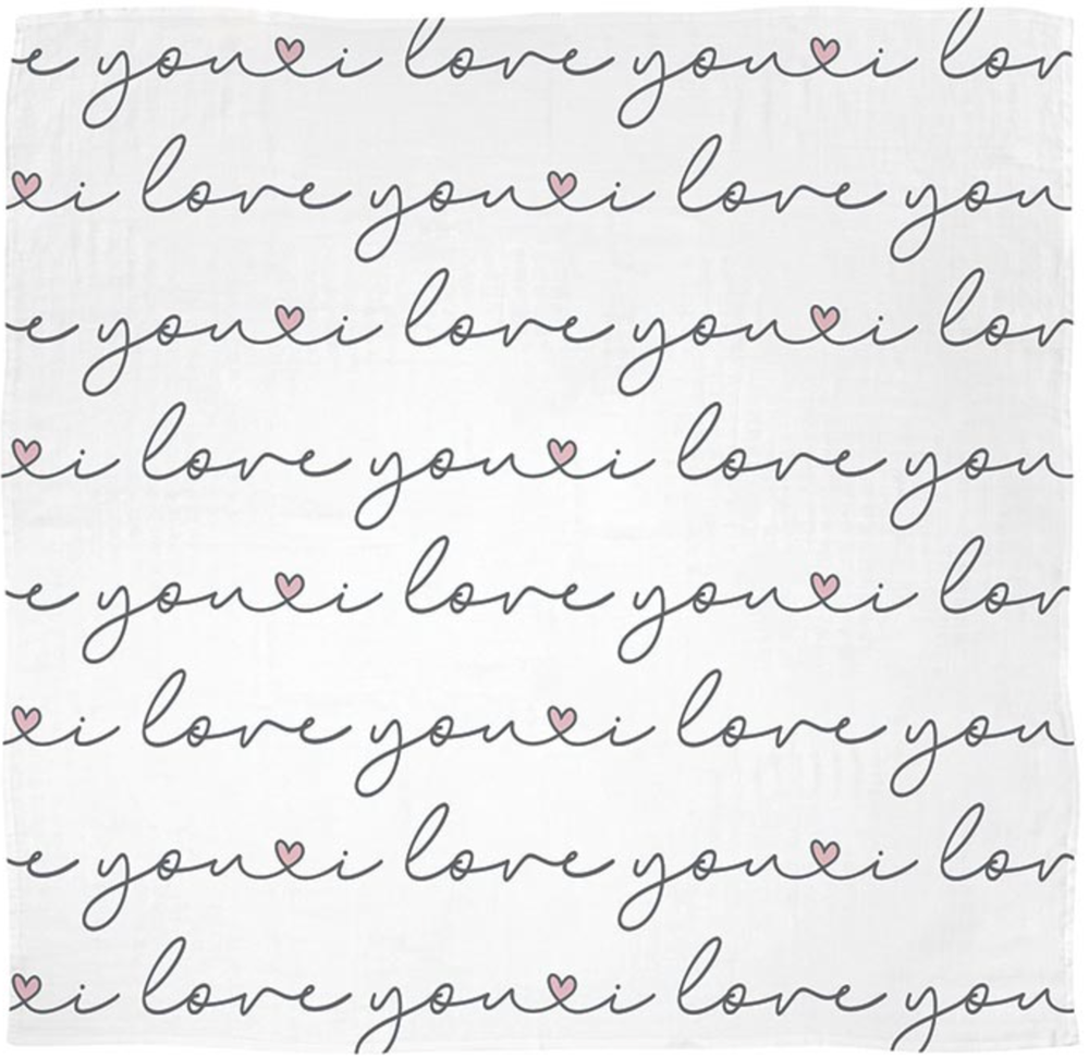 Love You Script Swaddle Blanket, , large