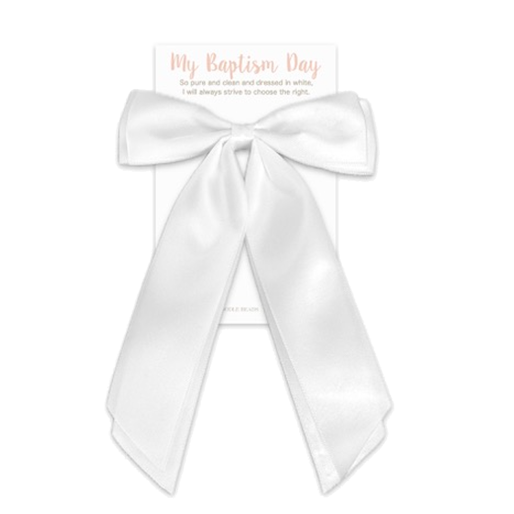 Baptism Satin Hair Bow, , large image number 0