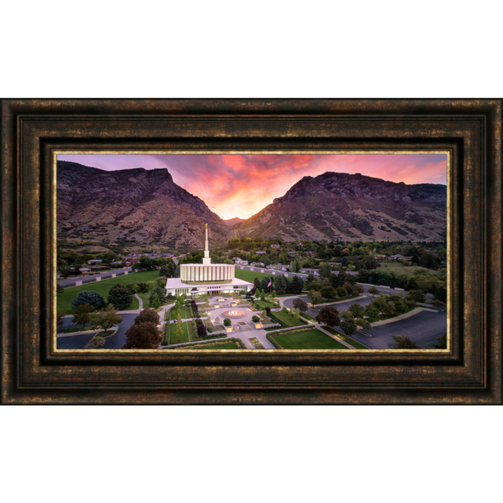Provo Temple From On High (24x39 Framed Canvas Giclee), , large image number 0