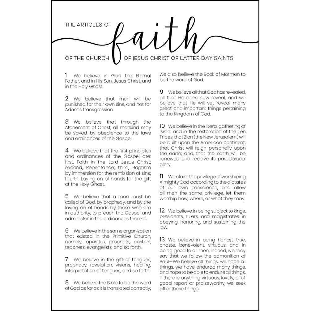Articles of Faith Cursive Repositionable Poster, , large image number 0
