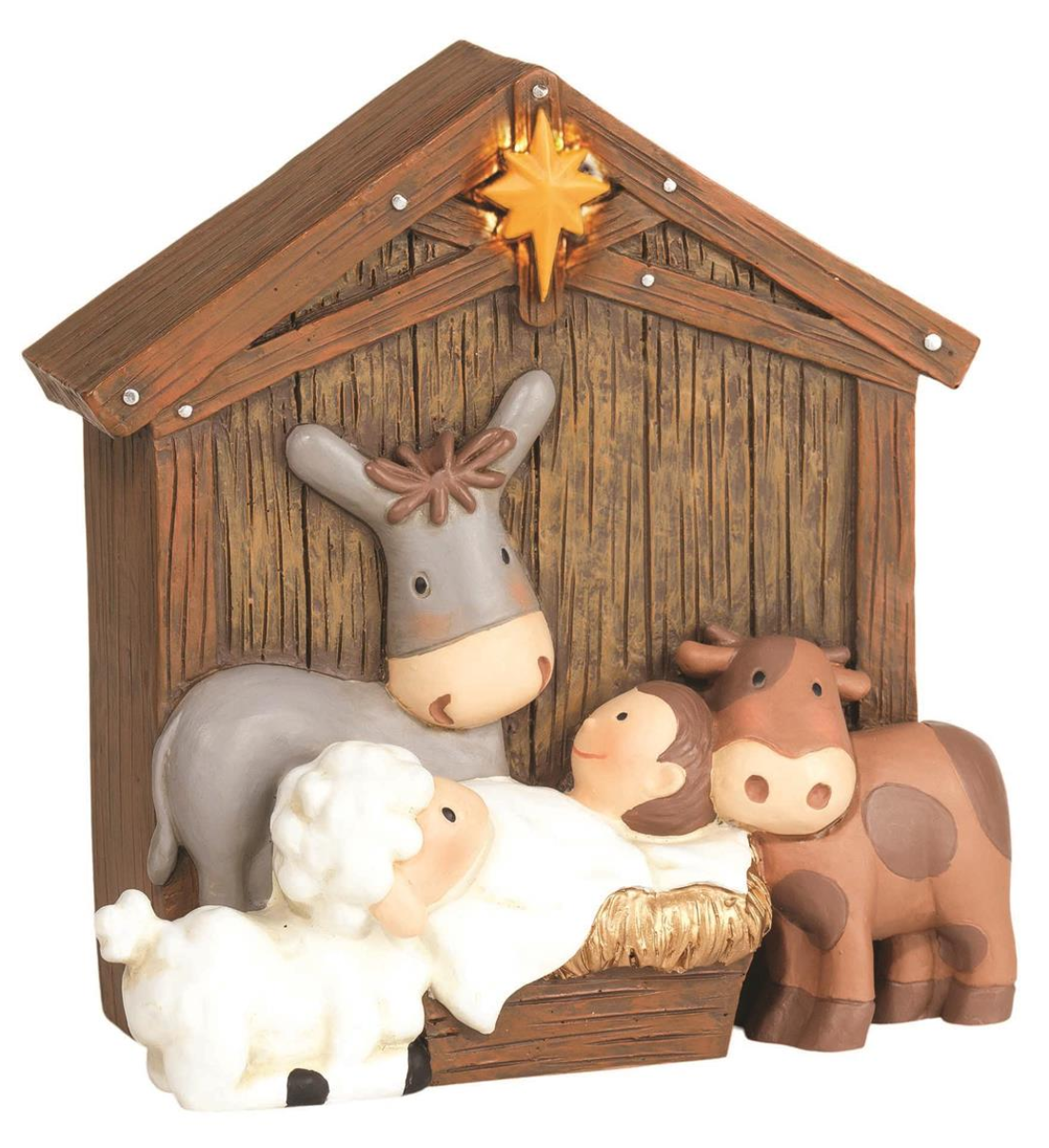 Baby Jesus Manger Animals Resin Nativity Figurine, , large image number 0