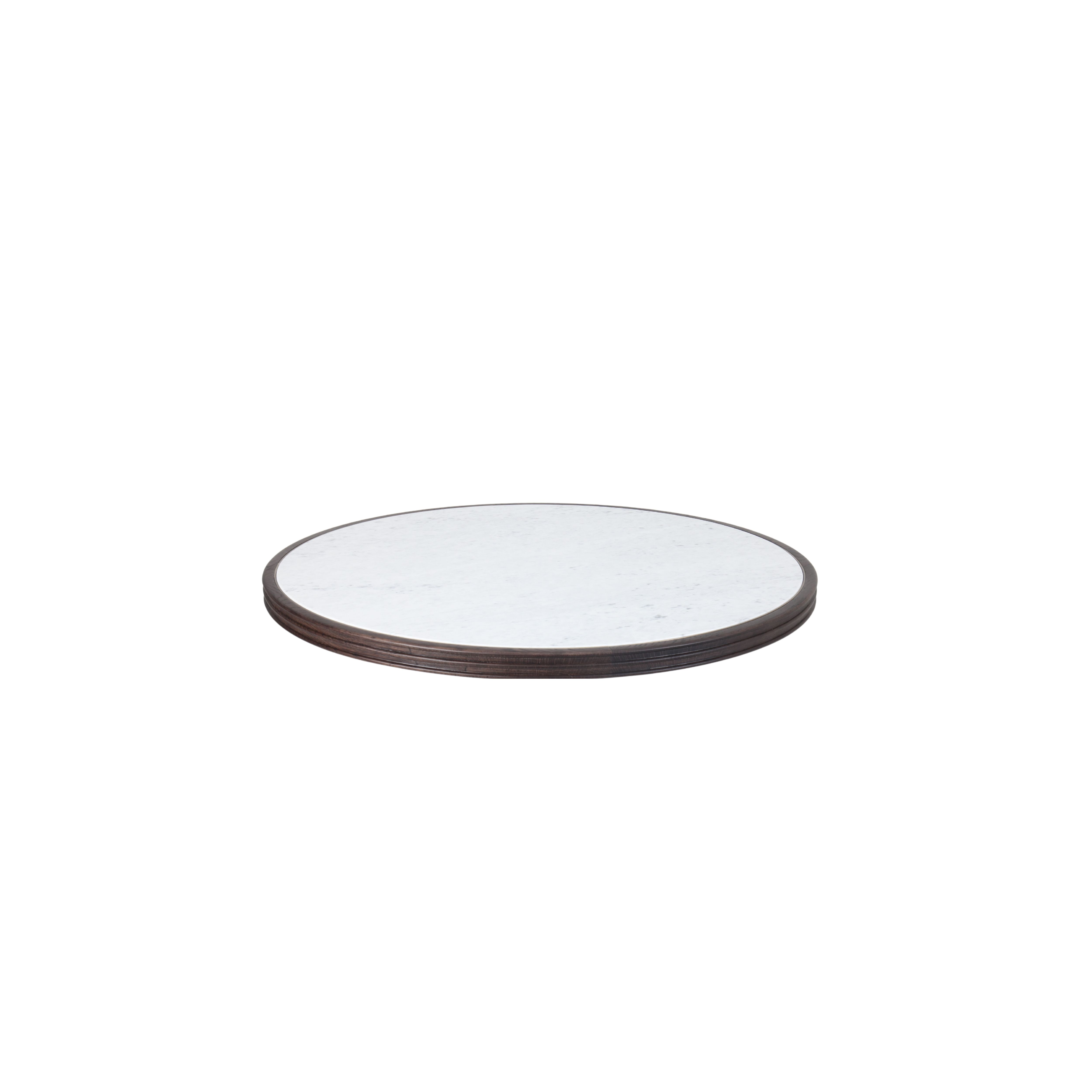 Carville Round Stone Top with Metal Inset Trim