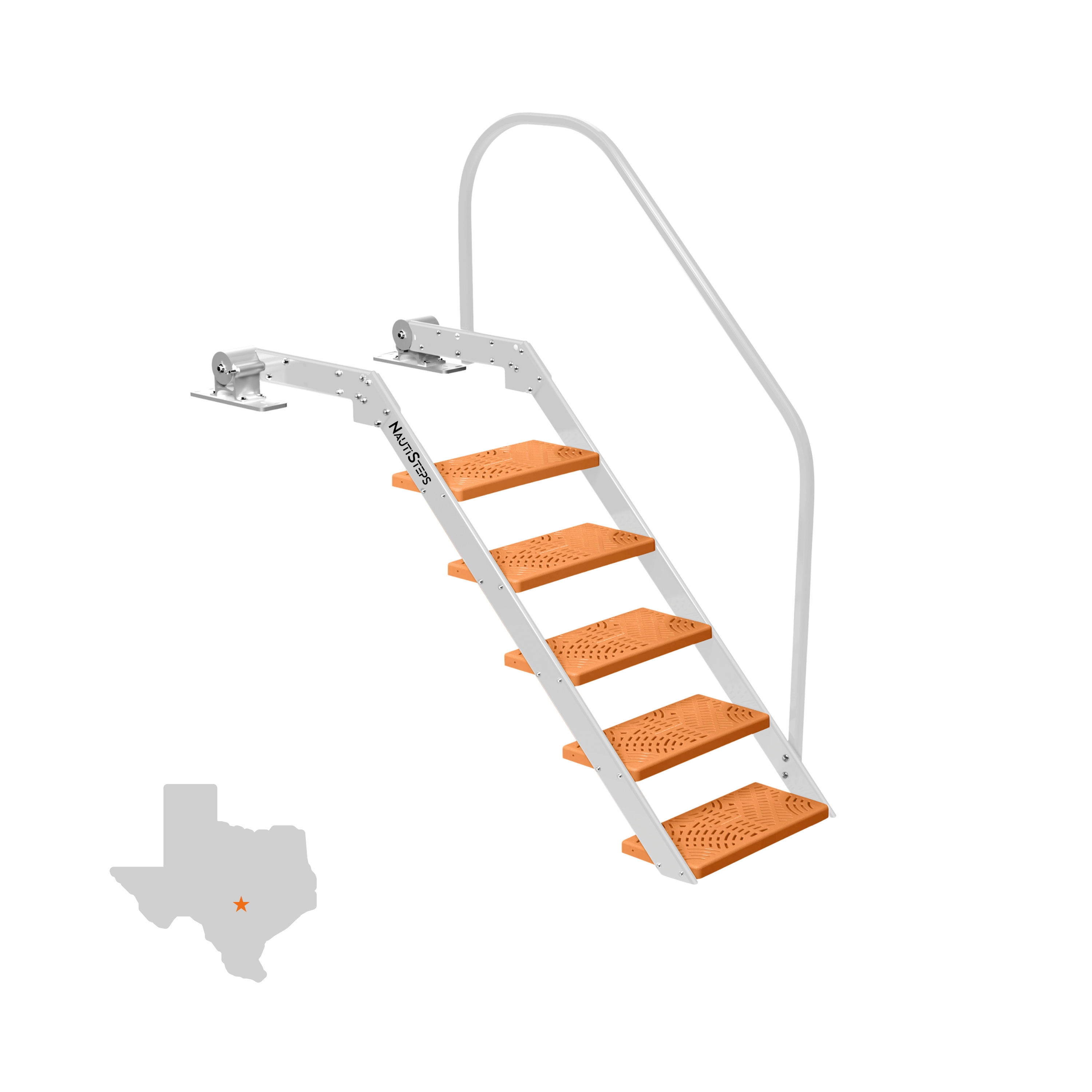 43025WH-ORG 5-Step NautiSteps Game Day Dock Ladder - White Frame with ...