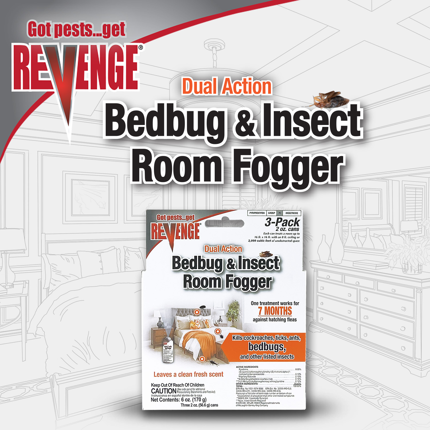 Dual-Action Bedbug & Insect  Room Fogger