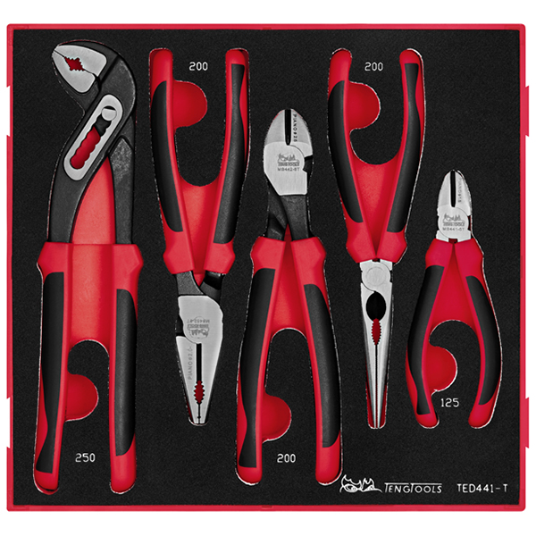 TENG 5PCE MB TPR GRIP PLIER SET - TED-TRAY