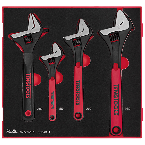 TENG 4PCE ADJUSTABLE WRENCH SET - TED-TRAY