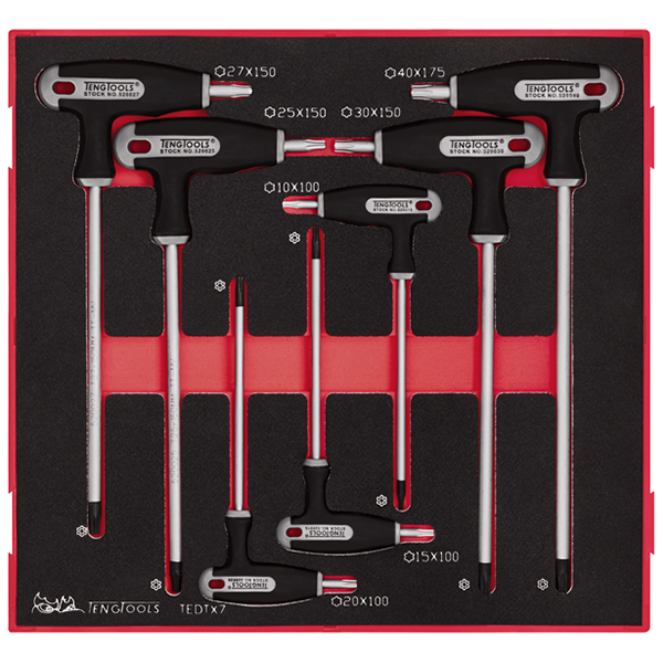TENG 7PCE TORX TP/TPX T-HANDLE SET 10-40 -TED-TRAY