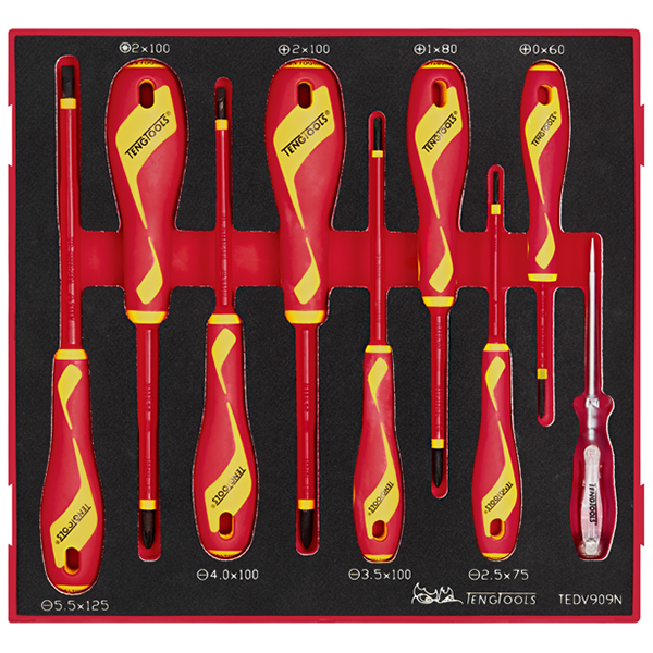 TENG 9PCE MD 1000V VDE SCREWDRIVER SET - TED-TRAY