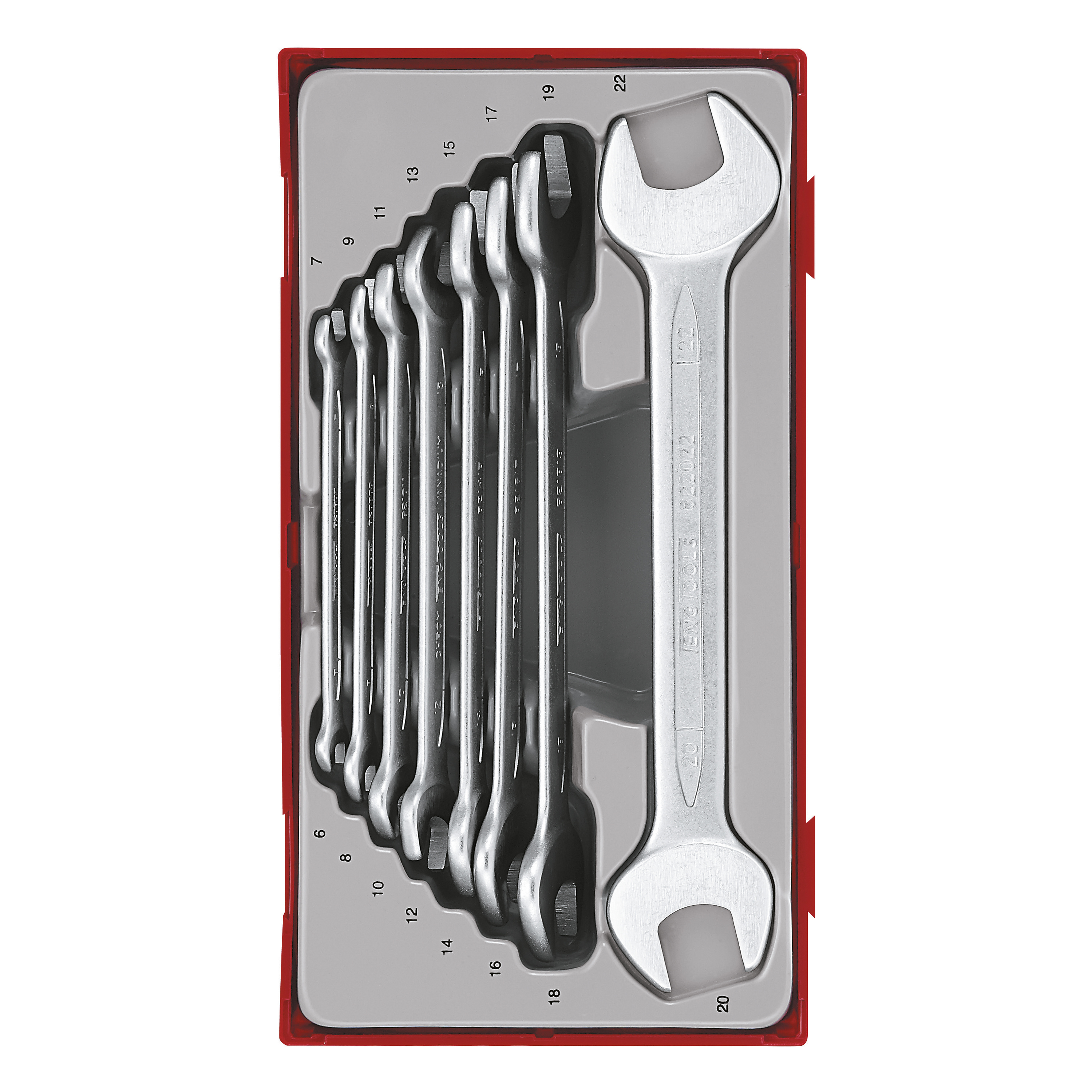 TENG 8PCE DBL OPEN-END SPANNER SET 6-22MM - TC-TRAY