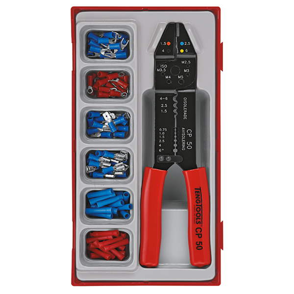 TENG 121PCE CRIMPING SET W/ TERMINALS - TC-TRAY