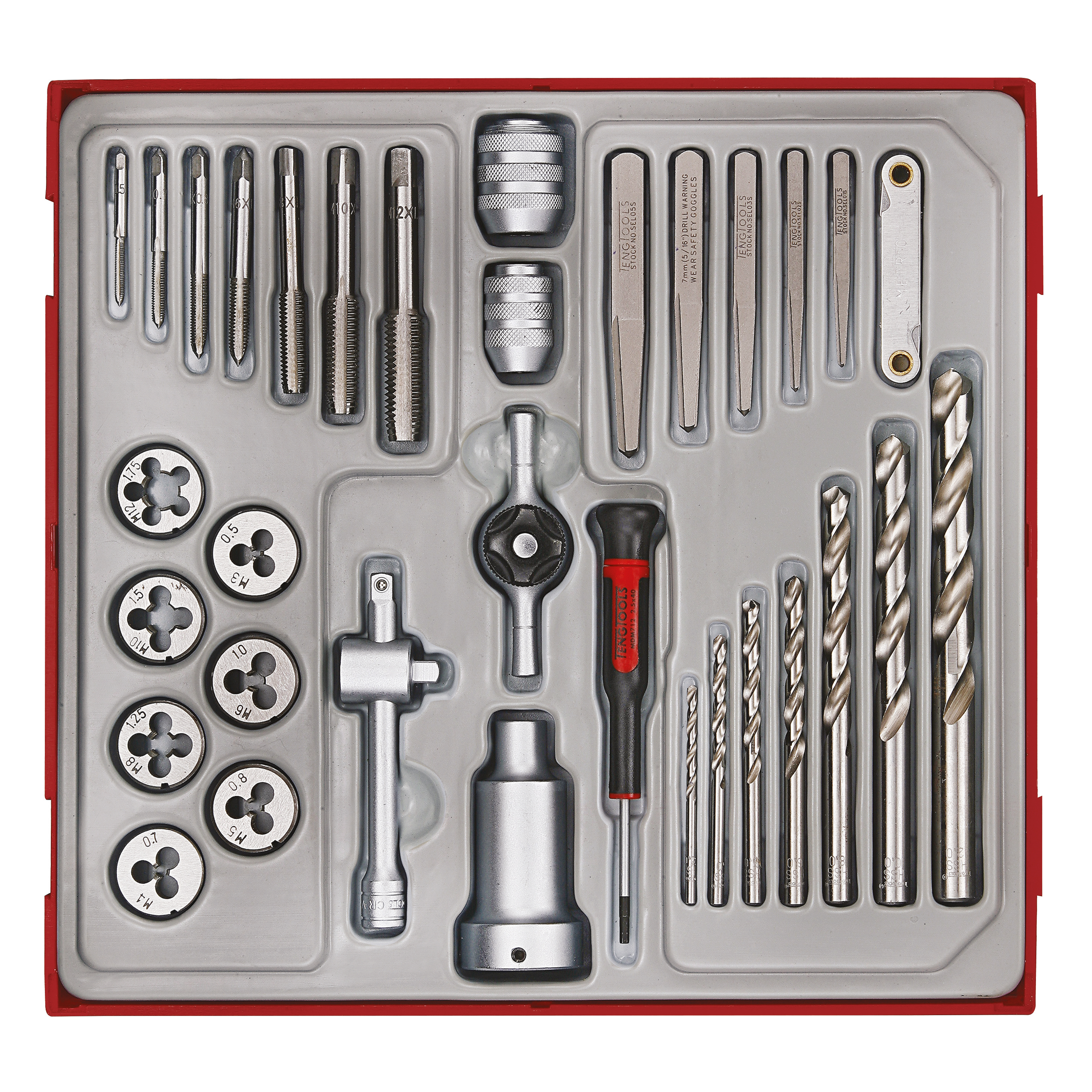 TENG 34PCE TAP & DIE SET W/ACCESSORIES - TTD-TRAY