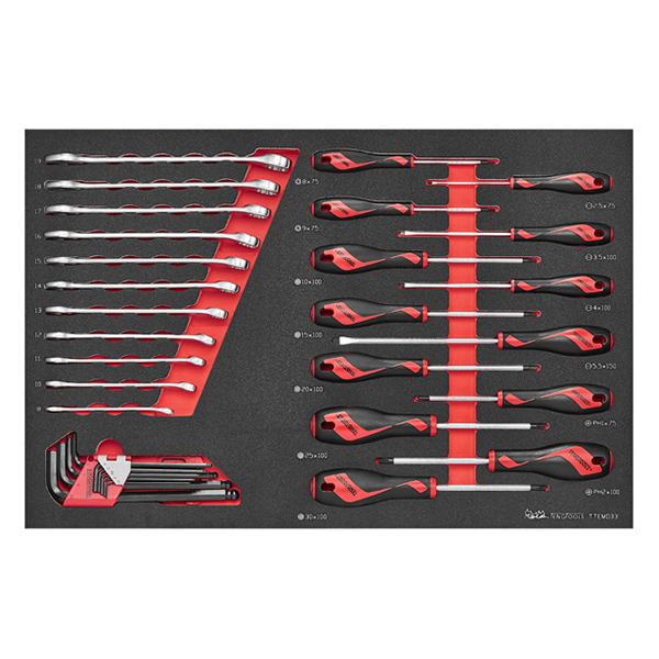 TENG 33PCE SCREWDRIVER-SPANNER & HEX KEY SET (EVA)