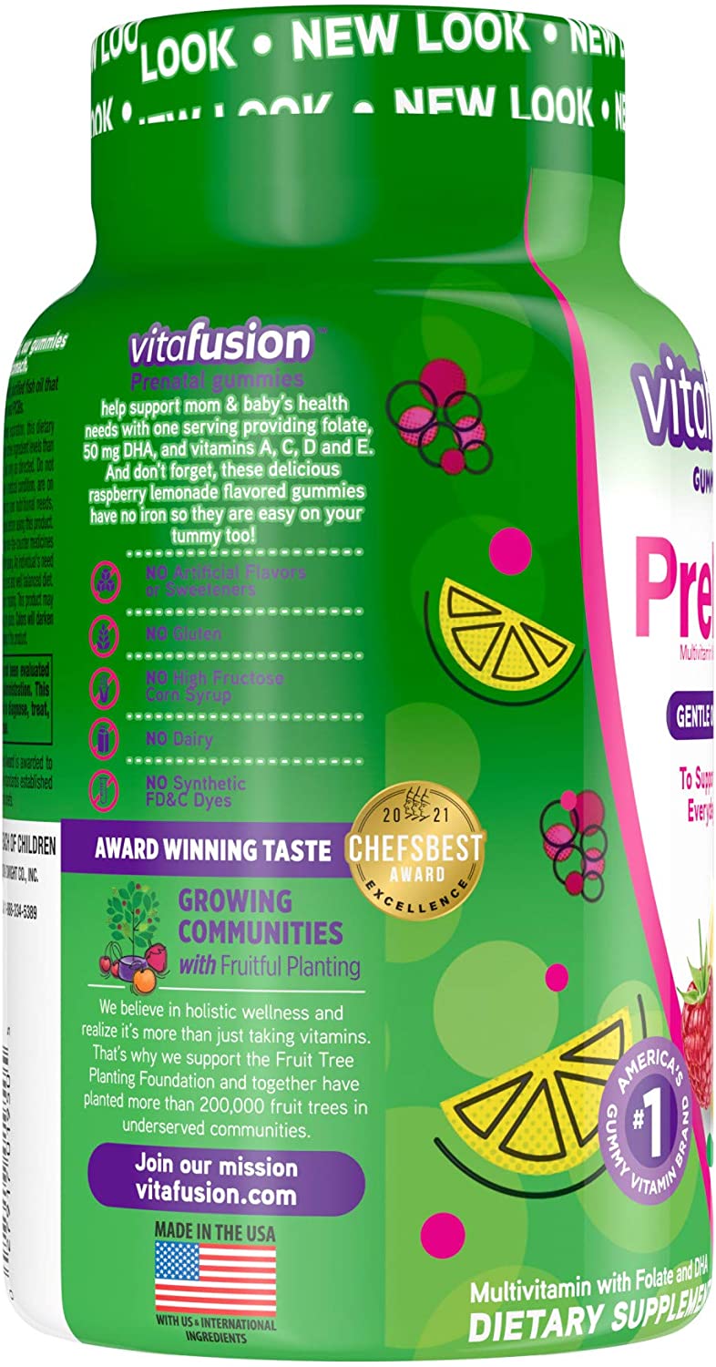 Vitafusion PreNatal Gummies, Natural Raspberry Lemonade ...