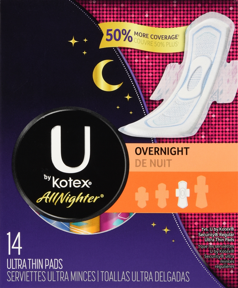 U By Kotex All Nighter Ultra Thin Pads Overnight 14 Ct Optum Store