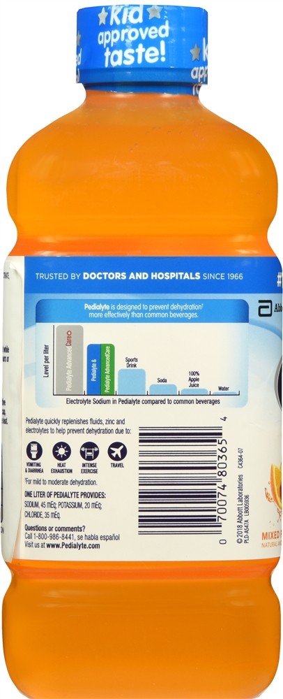 Pedialyte Electrolyte Solution, Mixed Fruit Flavor - 33.8 fl ...