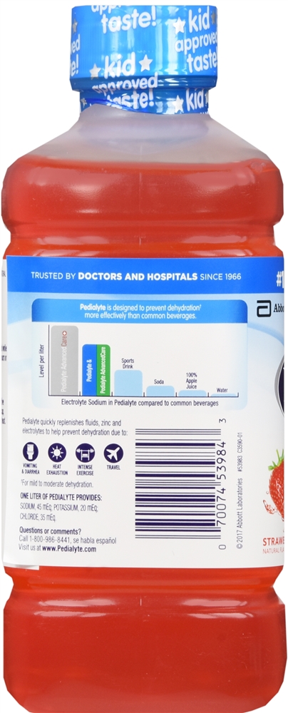 Pedialyte Electrolyte Solution, Strawberry - 33.8 fl oz ...