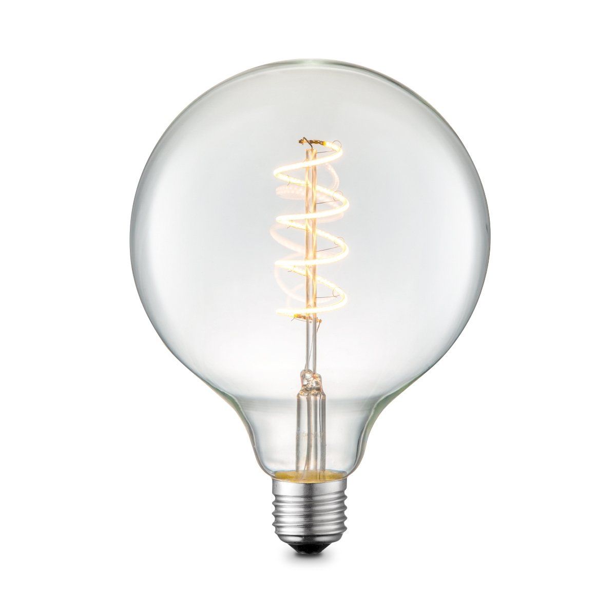Image of Edison Vintage LED filament lichtbron Globe - Helder - G125 Spiraal - Retro LED lamp - 12.5/12.5/17cm - geschikt voor E27 fitting - Dimbaar - 4W 280lm 3000K - warm wit licht