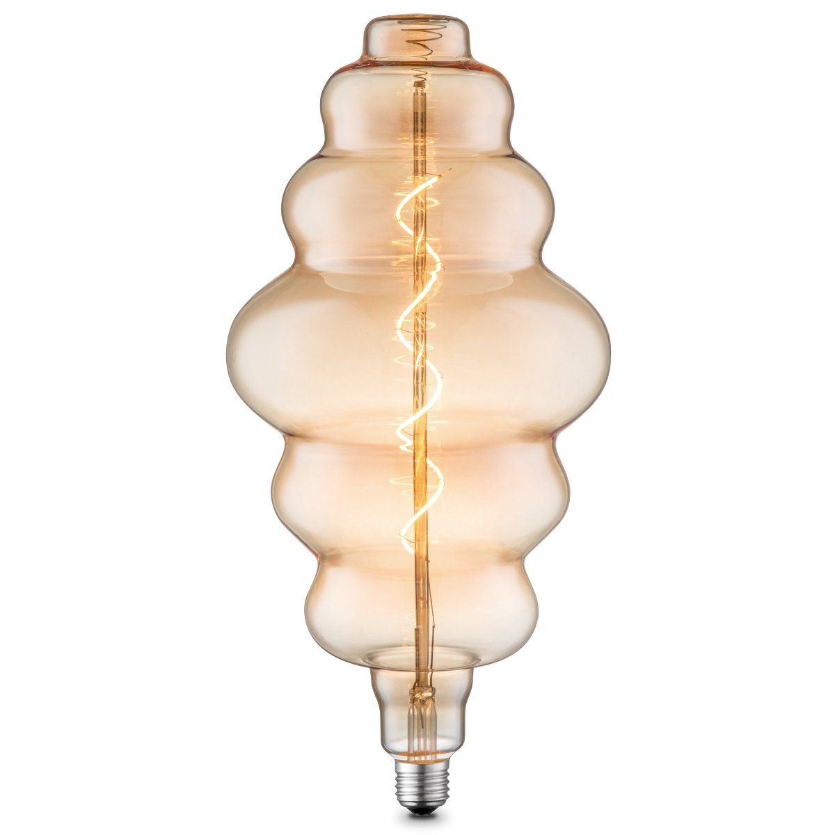 Image of Edison Vintage LED filament lichtbron Spiraal - Amber - 18/18/38cm - geschikt voor E27 fitting - Dimbaar - 4W 280lm 2700K - warm wit licht