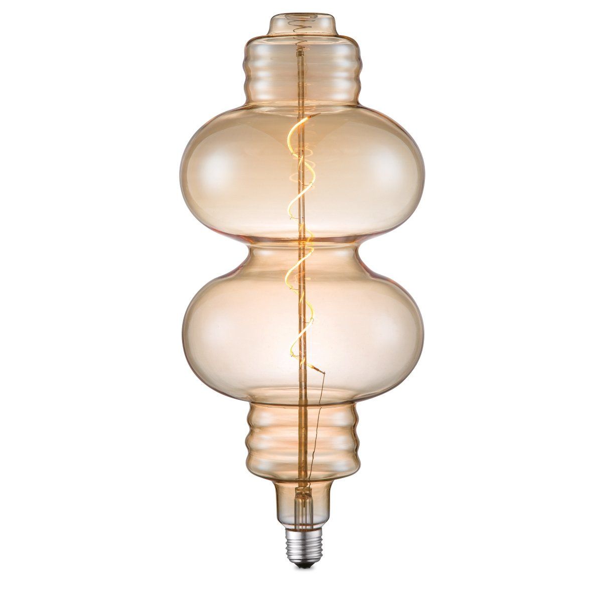 Edison Vintage LED filament lichtbron Spiraal - Amber - 18/18/40cm - geschikt voor E27 fitting - Dimbaar - 4W 280lm 2700K - warm wit licht