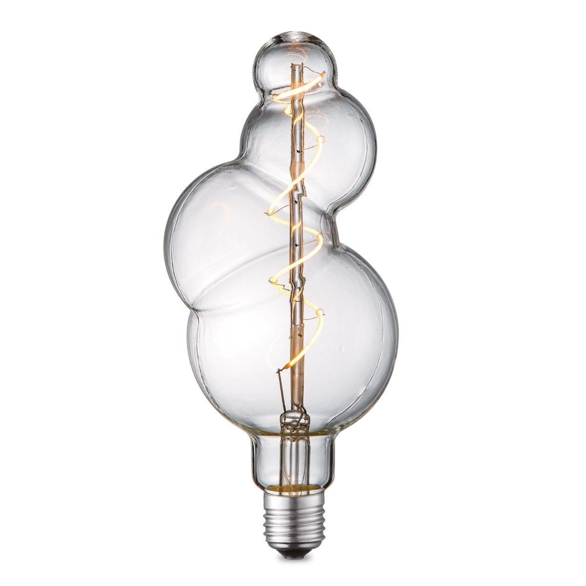 Edison Vintage LED filament lichtbron Bubbel - Helder - Spiraal - Retro LED lamp - 11/11/23cm - geschikt voor E27 fitting - Dimbaar - 4W 280lm 3000K - warm wit licht