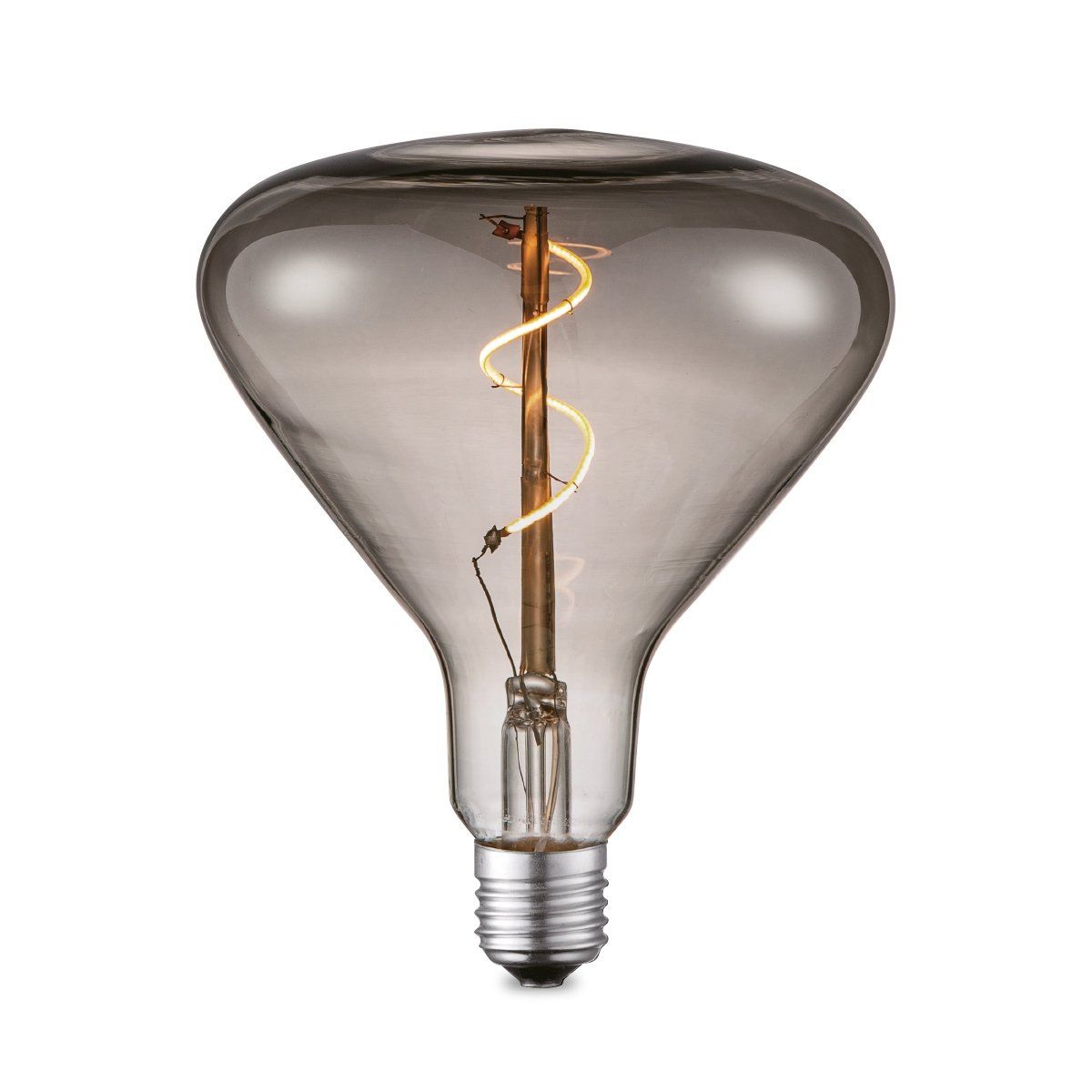 Edison Vintage LED filament lichtbron Flex - Rook - Spiraal - Retro LED lamp - 14/14/16cm - geschikt voor E27 fitting - Dimbaar - 3W 80lm 1800K - warm wit licht