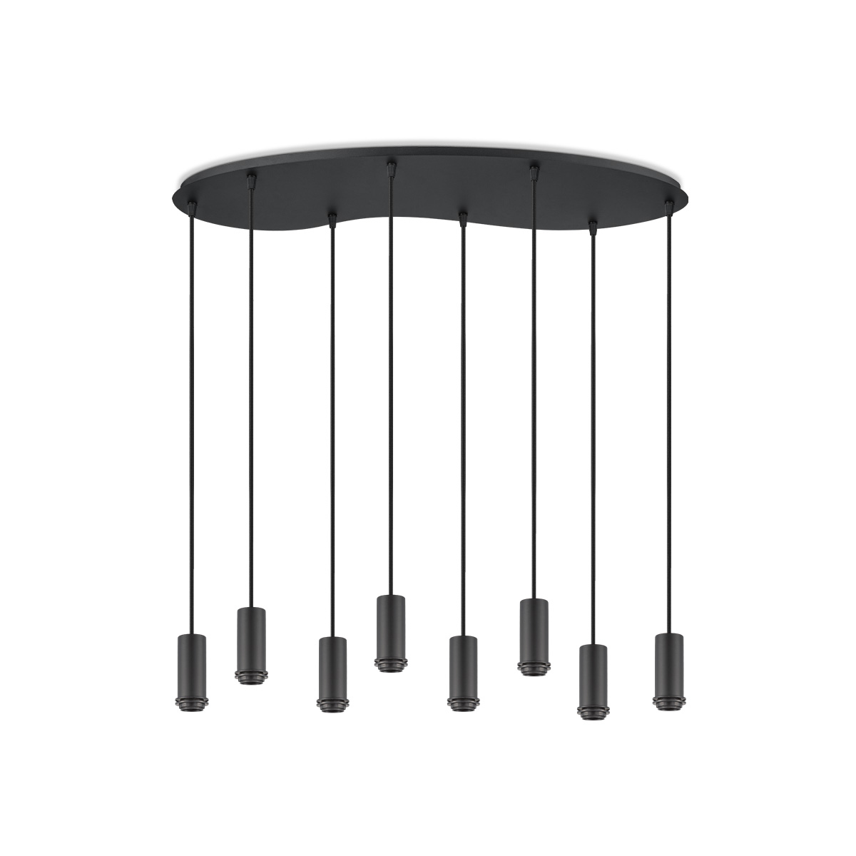 Metaal kroonluchter - Industrie hanglamp - Zwart - Met 8 pcs lampvoeten - Ontworpen voor Eetkamer en Slaapkamer - 80 X 27.5 X 117.5cm - set met E27 Lamphouder - voor Lampenkap met Doorsnede max 15cm - Gloeilamp Niet Inbegrepen