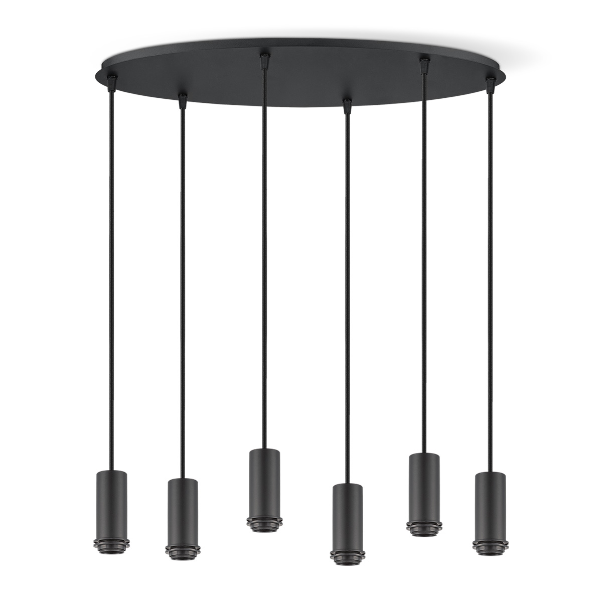 Metaal kroonluchter - Industrie hanglamp - Zwart - Met 6 pcs lampvoeten - Ontworpen voor Eetkamer en Slaapkamer - 60 x 22 x 137.5cm - set met E27 Lamphouder - voor Lampenkap met Doorsnede max 15cm - Gloeilamp Niet Inbegrepen
