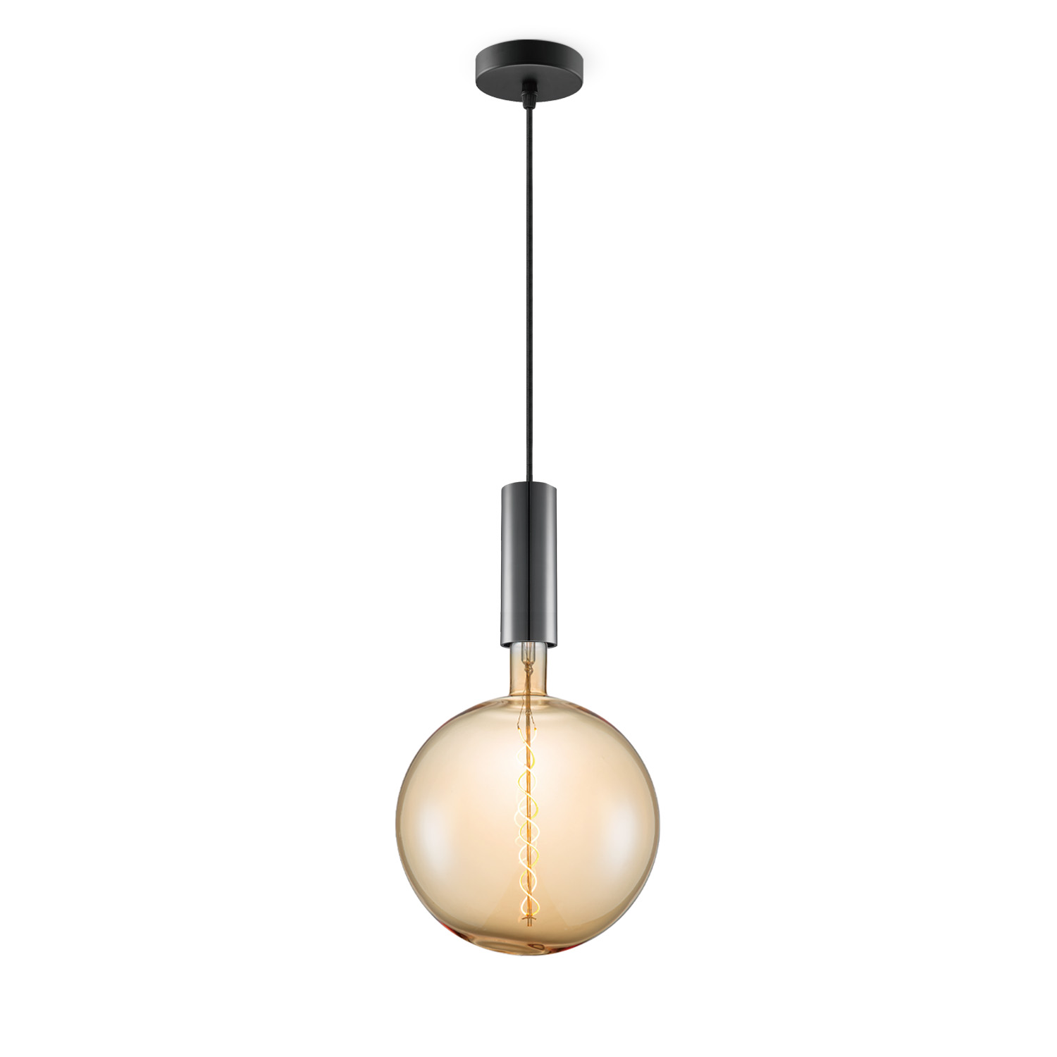 Image of Home sweet home hanglamp Saga zwart Spiral g260 - amber