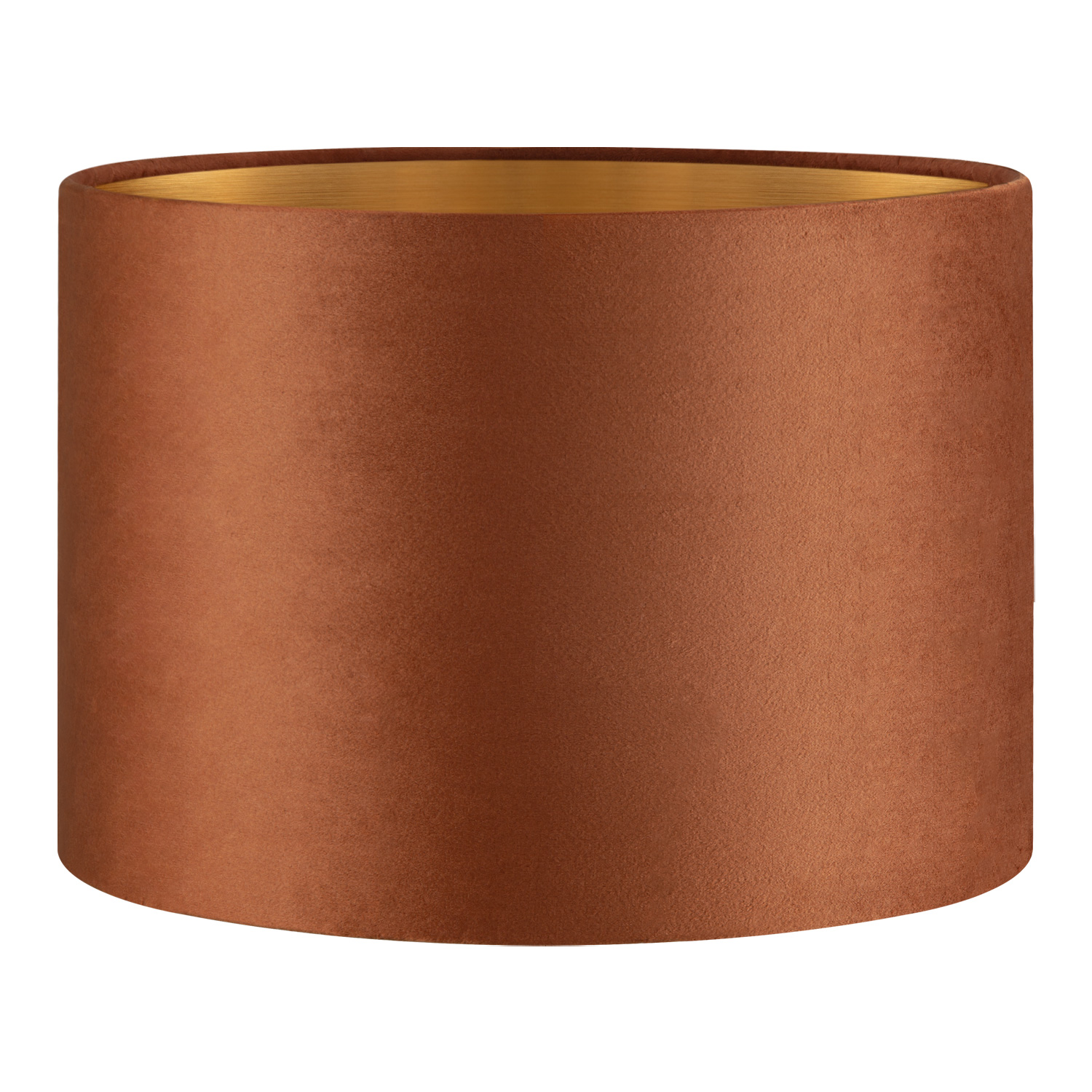 Fluweel - Velvet Lampenkap - Cilinder - Bruin + goud - Luxe stijl - ø30 x 20 cm - E27 fitting - voor tafellampen en Pendellamp - voor woonkamer en eetkamer