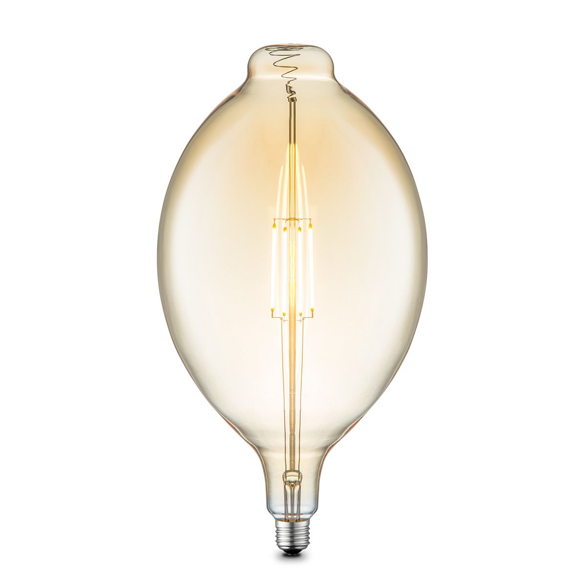 Edison Vintage LED filament lichtbron Carbon - Amber - G180 Ovaal - Retro LED lamp - 16/16/29cm - geschikt voor E27 fitting - Dimbaar - 4W 400lm 2700K - warm wit licht