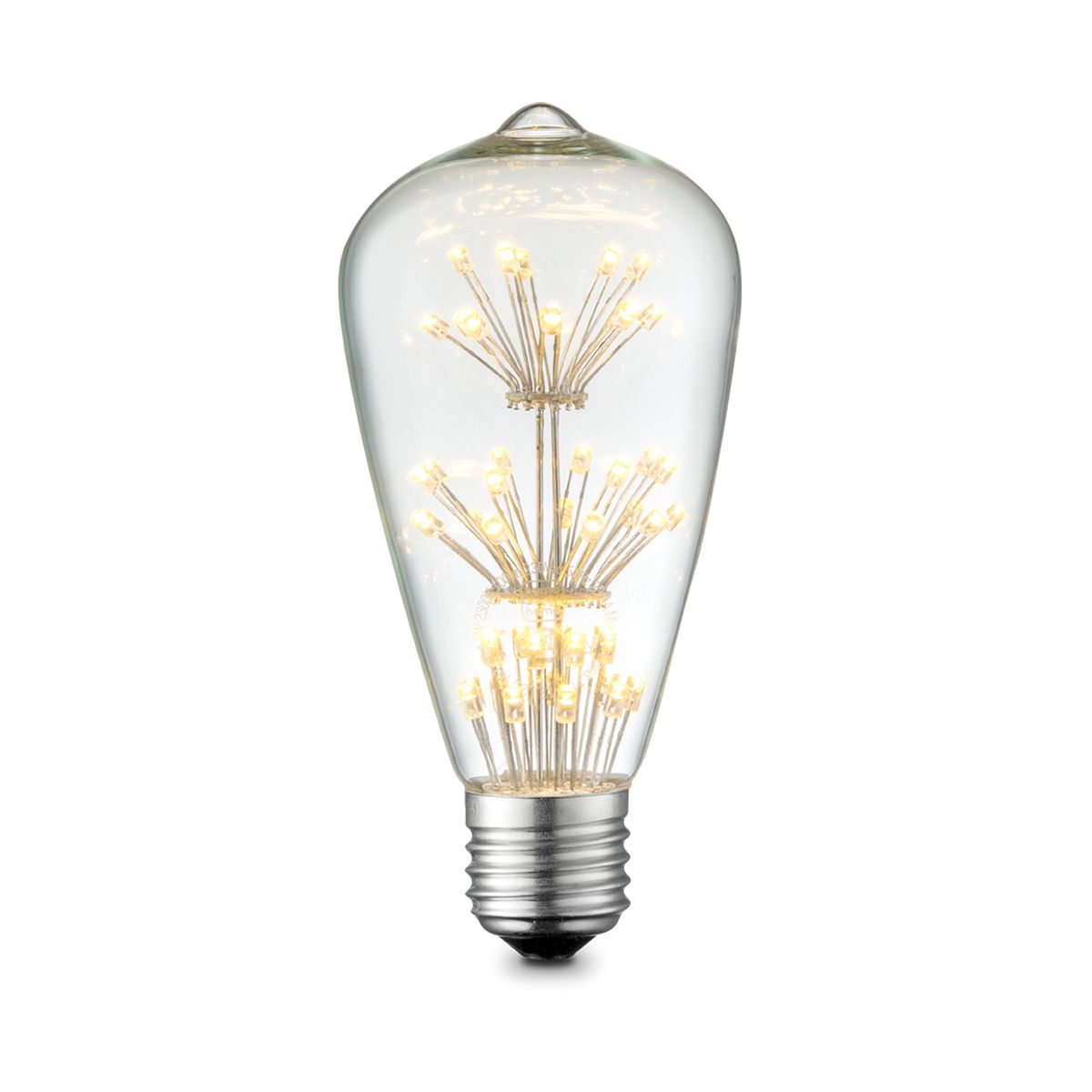 Image of Edison Vintage LED filament lichtbron Drop - Helder - ST64 Crystal - Retro LED lamp - 6.4/6.4/13cm - geschikt voor E27 fitting - 1W 100lm 2300K - warm wit licht