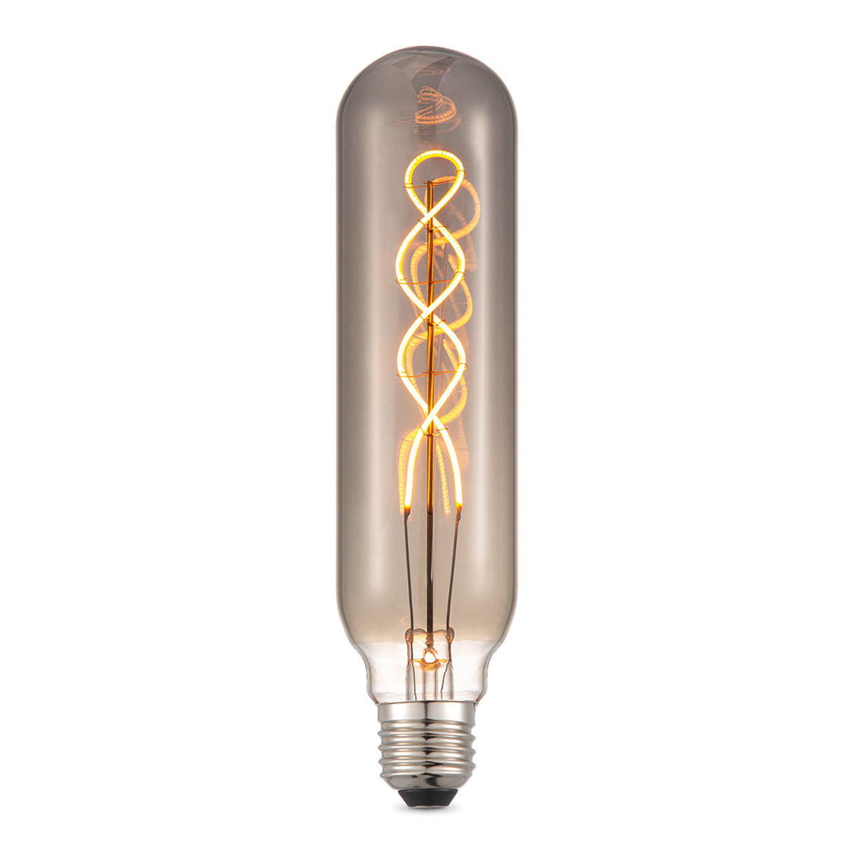 Image of Edison Vintage LED filament lichtbron Tube - Rook - Spiraal - Retro LED lamp - 6/6/22.5cm - geschikt voor E27 fitting - Dimbaar - 4W 100lm 1800K - warm wit licht